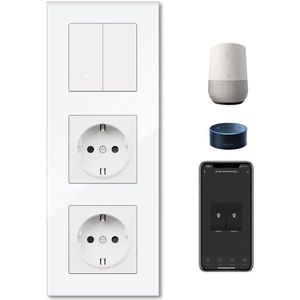 Dubbel Stopcontact met Slimme Lichtschakelaar - Smart Home Wifi Schakelaar voor Alexa en Google Home