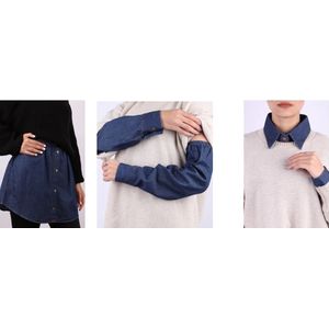 Hijab Extensions - Hijab verleners - set van 3 stuks- Kraagje - mouwtje - rokje - Spijker Blauw