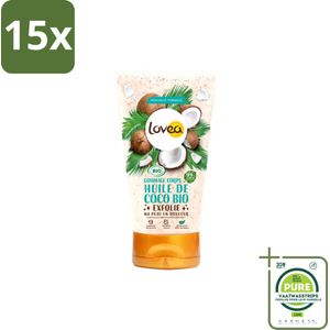 15 x Lovea – Body Scrub – Biologische Kokos – Natuurlijke exfoliatie – 150 ml - Grootverpakking - Biologische Kokos Scrub - Huid Verzorging - Exfoliatie - Natuurlijke Scrub - Vegan Scrub