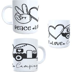 Koffie beker - thee mok tekst Peace love camping - camper