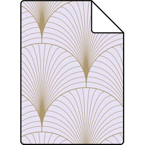 Proefstaal ESTAhome behang art deco motief lila paars en goud - 26,5 x 21 cm - 139576-S