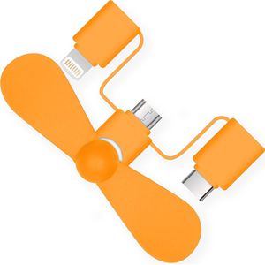 iMoshion 3-in-1 smartphone ventilator geschikt voor lightning, USB-C & Micro-USB - Oranje