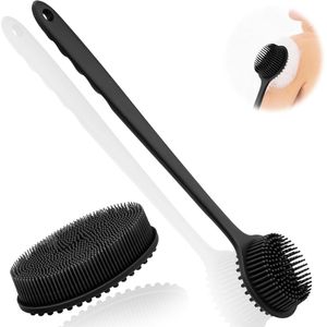 Siliconen body-scrubber - zwarte lichaamsborstel - 2 stuks