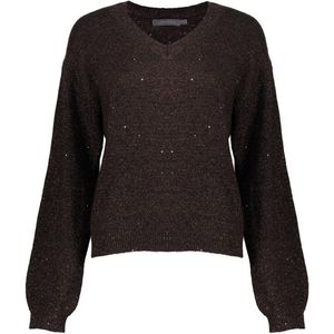 Geisha - 54542 - Trui - Brown/copper - Met V-hals en Glitter