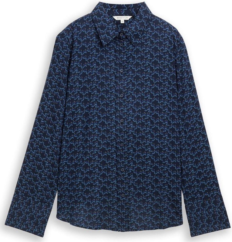TOM TAILOR - Blouse - Blauw - Klassieke Blouse - Lange Mouw