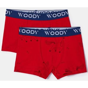 Woody Jongens boxer set rood + ponyprint - maat 092/2J