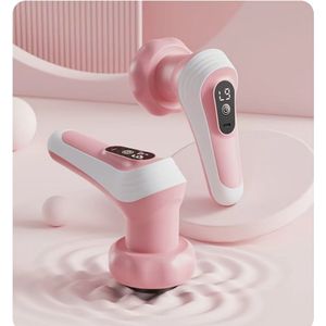 Deze roze fascia-massager is een massager voor het hele lichaam en kan worden gebruikt om de huid te verstevigen. Hij is voorzien van vijf verwisselbare massagekoppen voor verschillende massagetoepassingen en heeft negen intensiteitsniveaus.