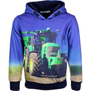 S&C Hoodie blauw Tractor groen Kids & Kind Jongens Blauw - Maat: 122/128