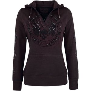 Rock Rebel by EMP Donkerrode hoodie met klinknagels - Dames - S