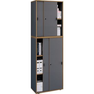 VCM Holz Büroschrank Ordner Aktenschrank Büromöbel Schrank Salia 5-fach Breite 60 cm Schiebetüren