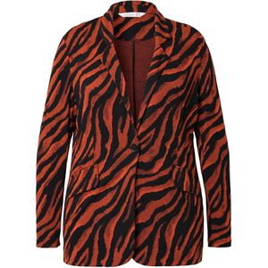 MIAMODA - Dames - Blazer smal model zebramotief - Donkeroranje - Maat 42