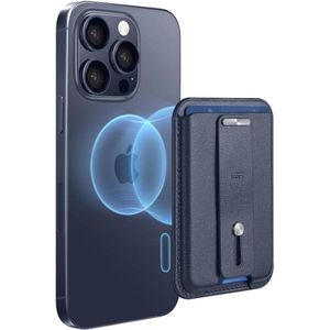 ESR HaloLock Wallet Stand - Magnetische Kaarthouder - Compatibel met MagSafe en HaloLock - Portemonnee voor 3 Pasjes - Portemonnee - Standaard - Vingerlus - Blauw