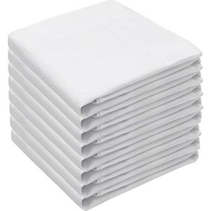 8 Stuks Katoenen Stoffen Zakdoeken voor Heren - Wit - 40x40 cm