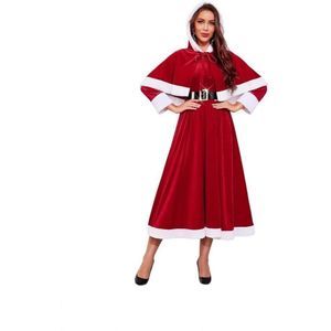 Cocktailjurk - Rood - Luxe Velours - Feestelijke Feestkleding - Afneembare Capuchon