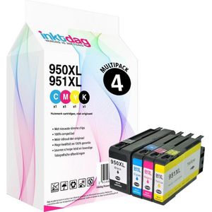 Inktdag inktcartridge voor HP 950XL / HP 951XL multipack, HP 950/ HP 951, hp 950xl 951xl inktcartridge 4 pack geschikt voor HP OfficeJet PRO 8100, 8600, 8600 Plus, 8610, 8615, 8620, 8630, 8640, 8660 (Mét chip)
