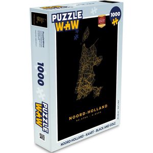 Puzzel Noord-Holland - Kaart - Black and gold - Legpuzzel - Puzzel 1000 stukjes volwassenen