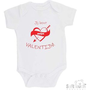 100% katoenen Romper ""Jij bent mijn valentijn!"" Unisex Katoen Wit/rood Maat 62/68