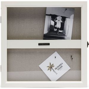 Riviera Maison Vitrine box met deur, Fotokast, Opbergbox, organizer, Woonaccessoire, Decoratie - RM Memories Cabinet - Wit - MDF, Glas