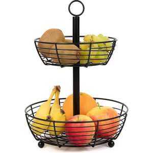 Grote ronde fruitborden etagère - stijlvolle fruitmand - 2 verdiepingen fruitschaal met etages. Fruitschaal
