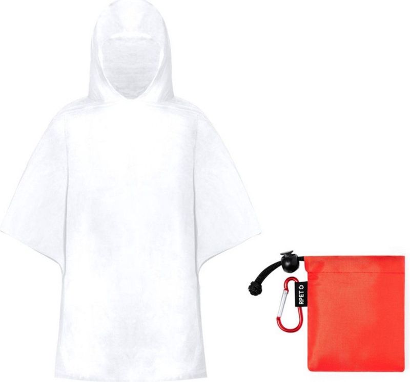 Kinder regenponcho - pvc - in rood zakje - vanaf 4 jaar - noodponcho met capuchon - one size - transparant
