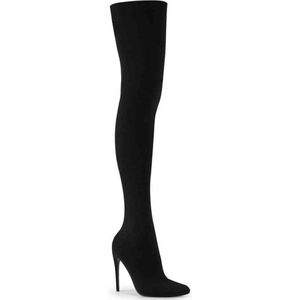 COURTLY-3005 - (EU 42,5 = US 12) - 5 Stretch Pull-On Thigh High Boot