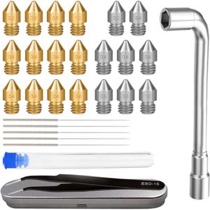 3D printer reserveonderdelen - 3D Printer Nozzles - 29-delige 3D Printer Gereedschapskit, Hexagonale Sleutel, Nozzle Reinigingsgereedschap