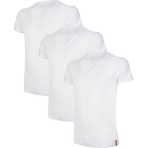 Undiemeister T Shirt Heren - Slim Fit T-shirt - 3-Pack - Chalk White (Wit) - Mellowood Tencel - Ademend en Temperatuurregulatie - Korte mouwen - Diepe V-hals - Maat XXXL