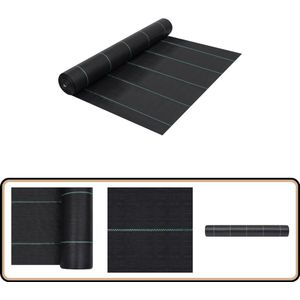vidaXL Worteldoek - 1x100 m - Zwart - Met Groene Strepen Worteldoek - Onkruiddoek - Zwarte Grondbedekking - Gazononderhoud - Tuinieren
