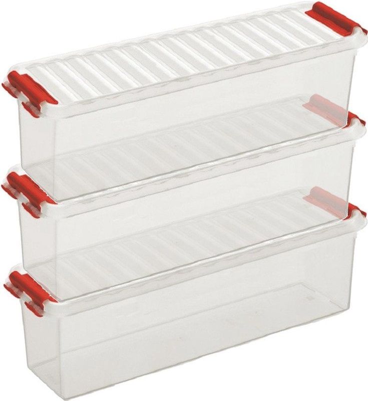 Sunware Q-line - Opbergdoos - Transparant/Rood - Kunststof - 1.3 Liter