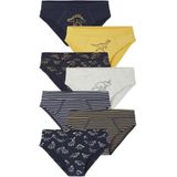 Set van 7 Slipjes - Marineblauw - Dino - Katoen - Voor Jongens