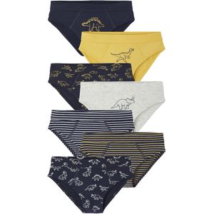Set van 7 Slipjes - Marineblauw - Dino - Katoen - Voor Jongens