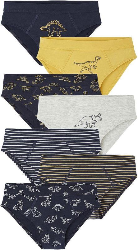 Set van 7 Slipjes - Marineblauw - Dino - Katoen - Voor Jongens
