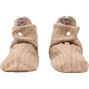 Lodger Baby Pantoffels Maat 16 Beige Zacht Katoen Drukknoopsluiting 3-6M Slipper Seersucker