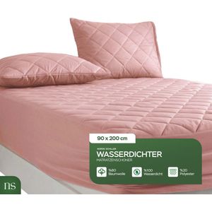 Nordic Schiller 90X200+35 Microvezel gewatteerde matrasbeschermer, vochtbestendig, wit matrasbeschermer, matrastopper,hoeslaken, Roze