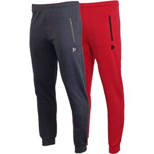 2- Pack Donnay Joggingbroek met elastiek - Sportbroek - Heren - Navy/Berry Red - maat XL