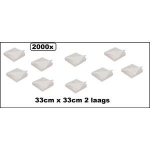 2000x Servetten 33x33cm wit 2 laags DiDi Tissue - bedrijfs restaurant servet diner eten festival snack carnaval festival evenement