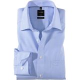 OLYMP Luxor modern fit overhemd - lichtblauw met wit geruit (contrast) - Strijkvrij - Boordmaat: 38