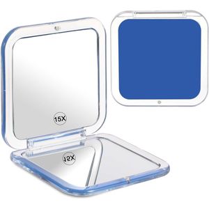 Folding Makeup Mirror - Dubbelzijdige Make-up Spiegel - Compacte Spiegel voor Handtassen - Blauw