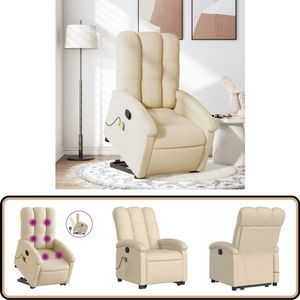 vidaXL Sta-op-massagestoel - Verstelbaar - Crèmekleurig Stoel Massageren - Elektrisch Bedieningsapparaat - Ergonomische Stoel - Relaxfauteuil - Zitten Opstaan