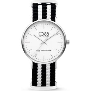 CO88 Collection Watches 8CW 10035 Horloge - Nato Band - Ø 36 mm - Zwart / Wit