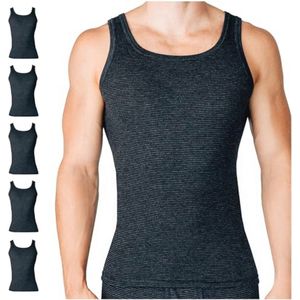 Fijnrib heren onderhemd S-4XL - 5-pack ademende katoenen onderhemden met slim fit