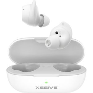 Xssive TWS7 Draadloze Oordopjes met Wingtip Ontwerp - Bluetooth Sport Oortjes Draadloos - IPX5 Waterdicht - 26 uur Lange Speeltijd en Nederlandse App - Wit