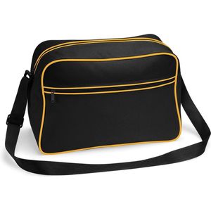 Retro Schoudertas BagBase met verstelbare riem - 18 Liter Black/White