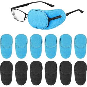 Pack van 12 Ooglapjes voor Bril - Herbruikbare Brillenhoesjes - Ooglapjes van Non-woven Stof voor Volwassenen en Kinderen - Geschikt voor lui oog en scheelzien - Links en Rechts Ooglapje.