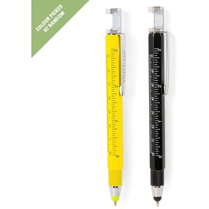 Kikkerland 7-in-1 Gadget Pen - Bevat 7 functionaliteiten - Handig voor onderweg