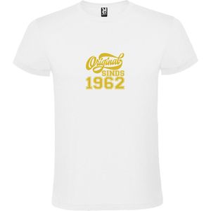 Wit T-Shirt met “Original Sinds 1962 “ Afbeelding Goud Size M