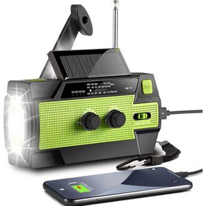 QuickPrep Noodradio - Opwindbare radio - Noodradio dynamo solar - Noodradio opwindbaar - Noodradio zaklamp/Powerbank - Survival / camping radio - Noodpakket - Multifunctioneel - Overleving - Groen