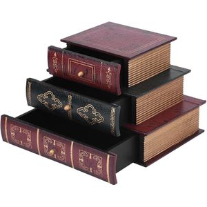 Vintage nepboekdoos met lades - Decoratieve boekendoos voor sieradenopslag