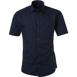 James and Nicholson Herenshort Poplin Shirt met korte mouwen (Marine)