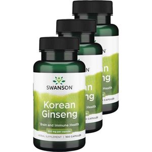 Swanson | Korean Ginseng 500mg | 100 Capsules | 3 stuks | 3 x 100 capsules